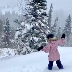 Pink Jacket Deep Snow Solitude