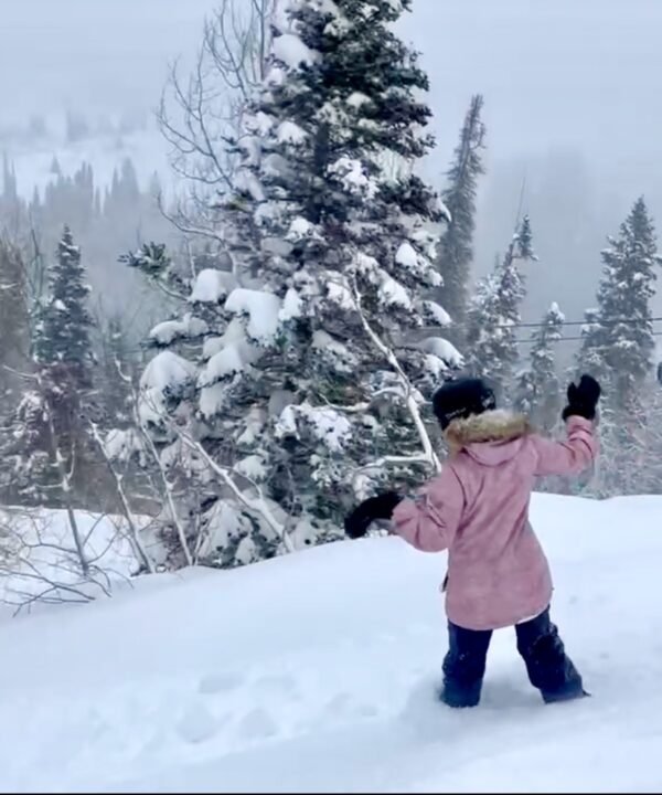 Pink Jacket Deep Snow Solitude